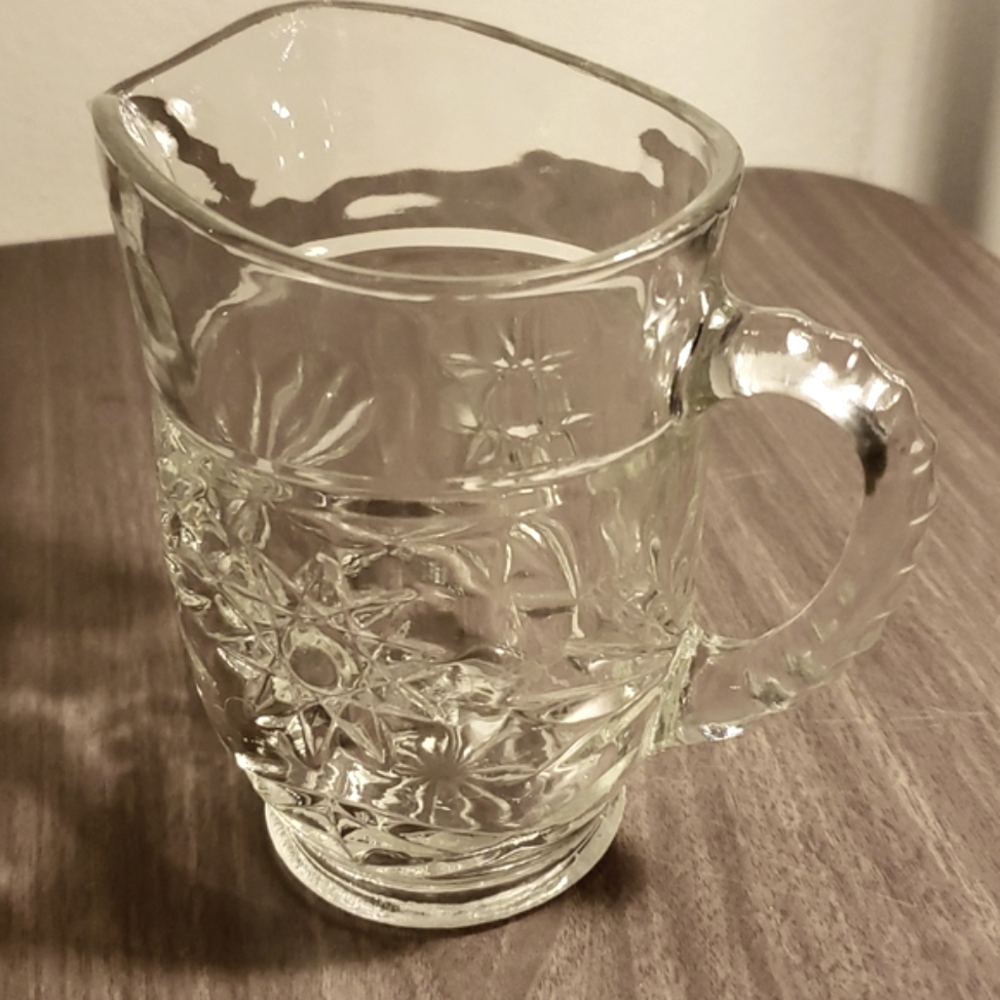 Anchor Hocking Prescut glass cream pitcher